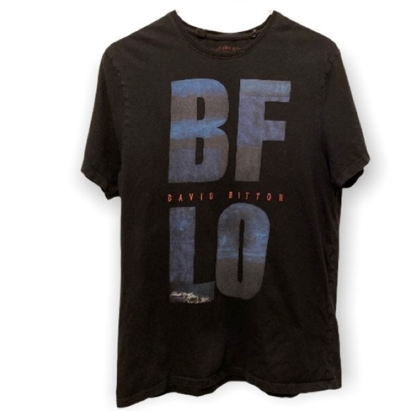 BFLO Size Lg Buffalo David Bitton T Shirt Black, Logo, Spell-Out, Men’s, B Green - Picture 1 of 7